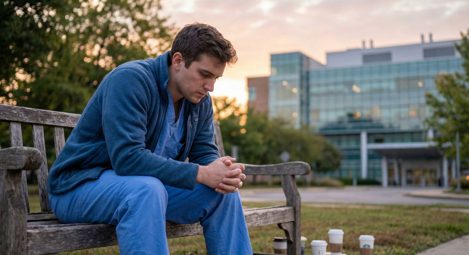 Resident reflecting quietly after night shift - Emergency Care for Mastering Night Shifts: Essential Emergency Care Strategie