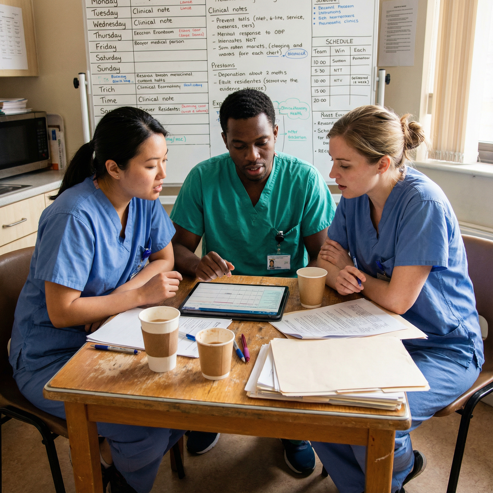 Medical residents discussing patient care plan during a brief break - Medical Residency for Unlocking Medical Residency: Stra