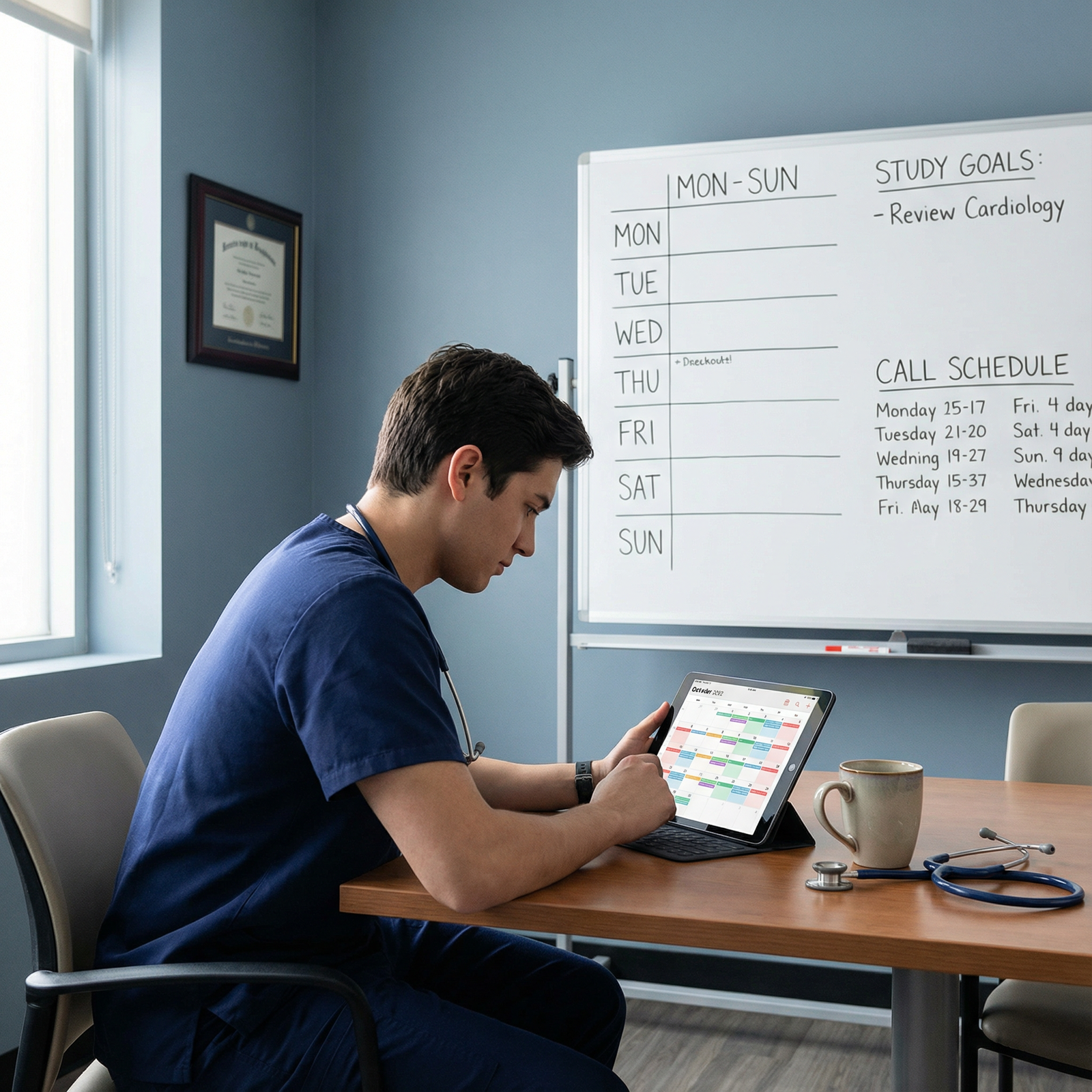 Resident using a structured study schedule on a tablet - Medical Education for Boost Your Medical Residency: Proven Study Tec