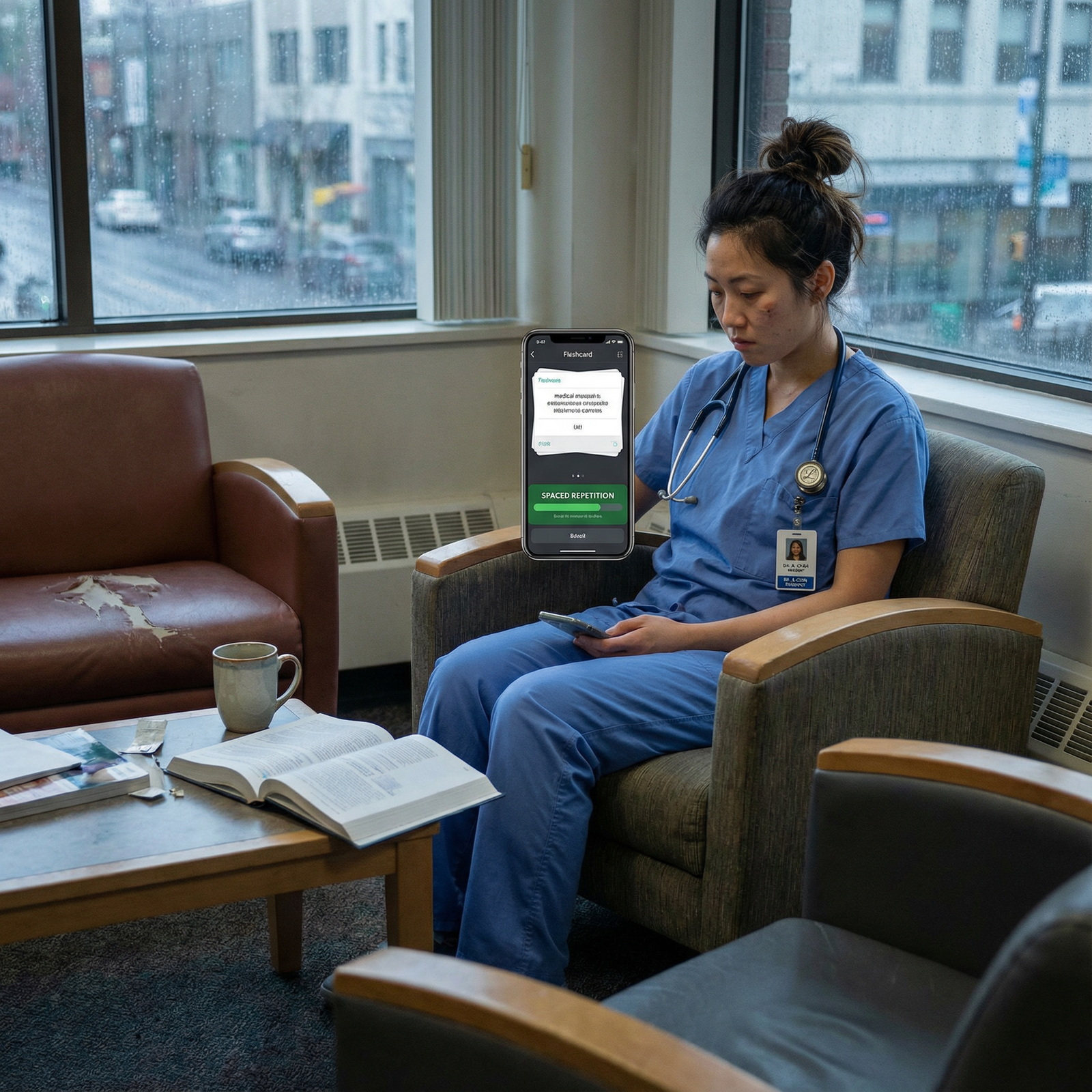 Resident using flashcards and spaced repetition on a phone - Medical Education for Boost Your Medical Residency: Proven Study