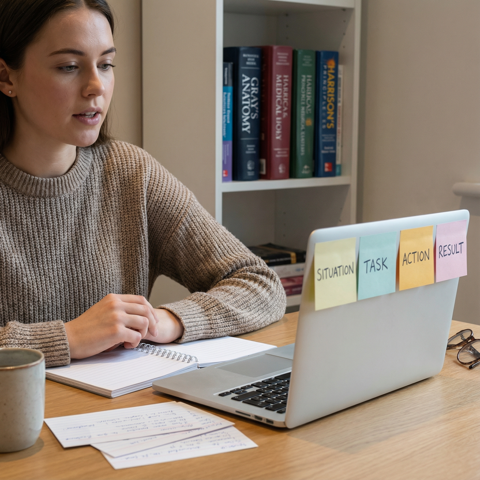 Student practicing the STAR Method for medical school interview Student practicing the STAR Method for medical school interview - Medical School for Mastering Behavioral Interviews: 5 Key Q