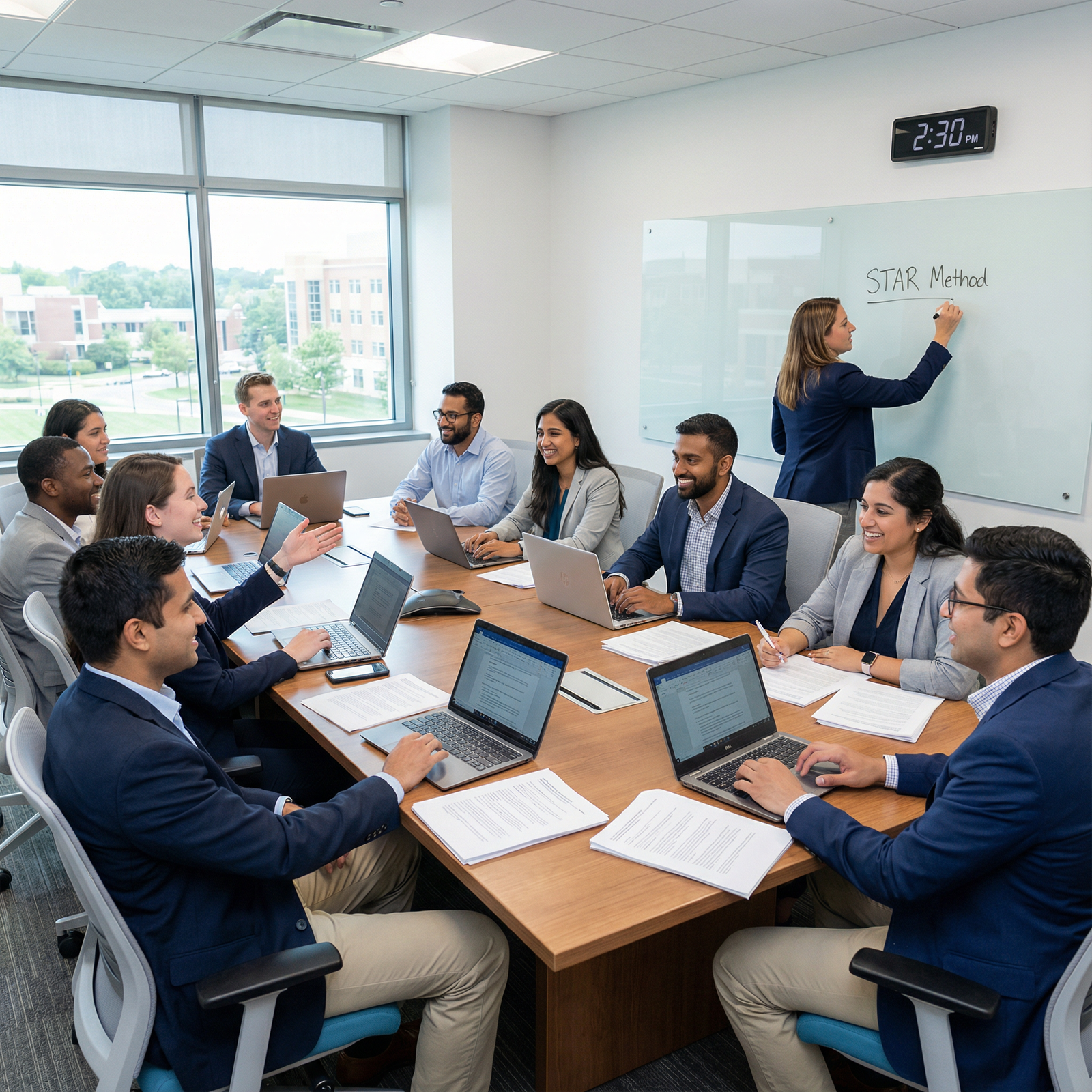 Medical residents in group interview preparation session Medical residents in group interview preparation session - Behavioral Interview for Mastering Behavioral Interviews: Strategi