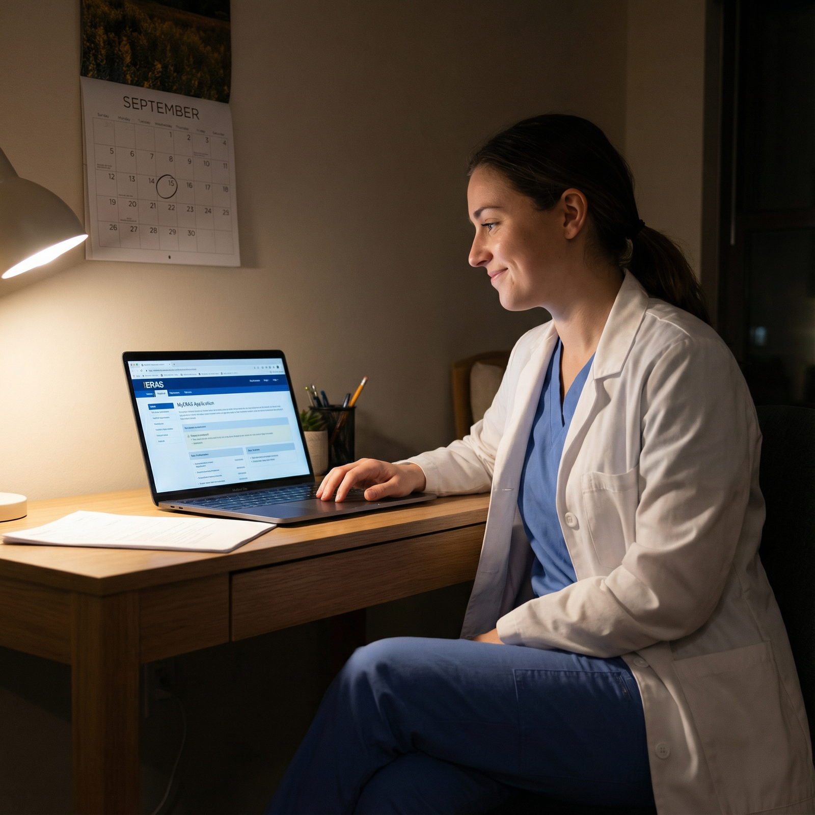 Medical student checking ERAS submission status on laptop before deadlines - ERAS Application for Key Timing Tips: Optimize Y