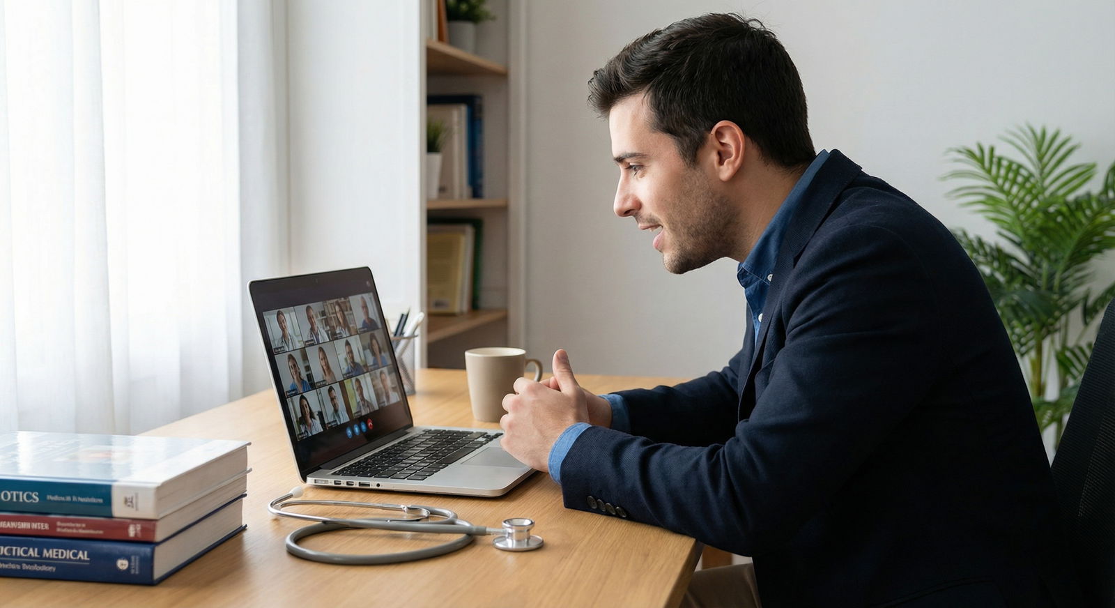 Resident physician on a virtual interview for residency - ERAS for Optimize Your ERAS Application: Best Timing Strategies for