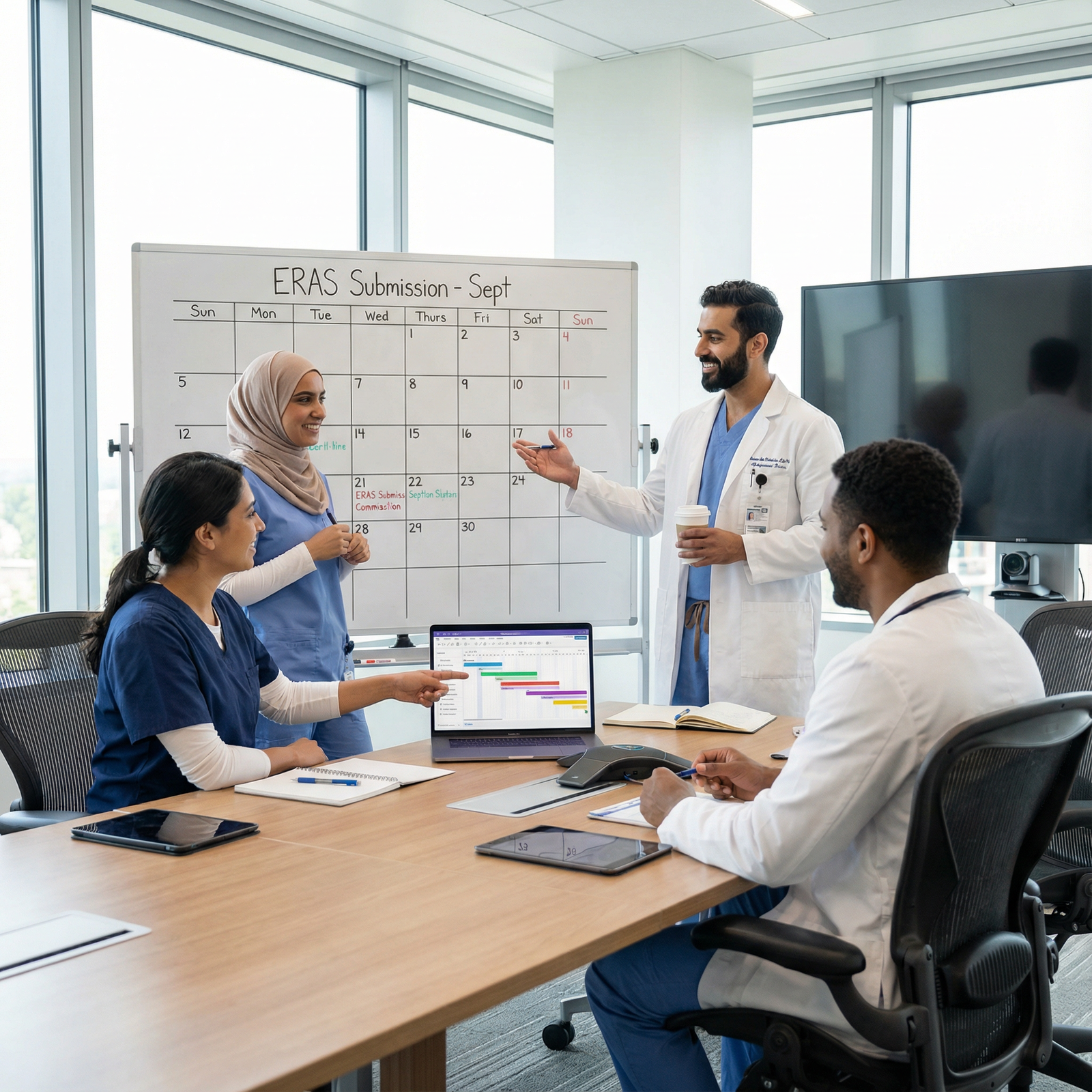 Medical residents discussing Match strategies and timelines Medical residents discussing Match strategies and timelines - ERAS for Maximize Your Chance of Success: Timing Your ERAS Subm