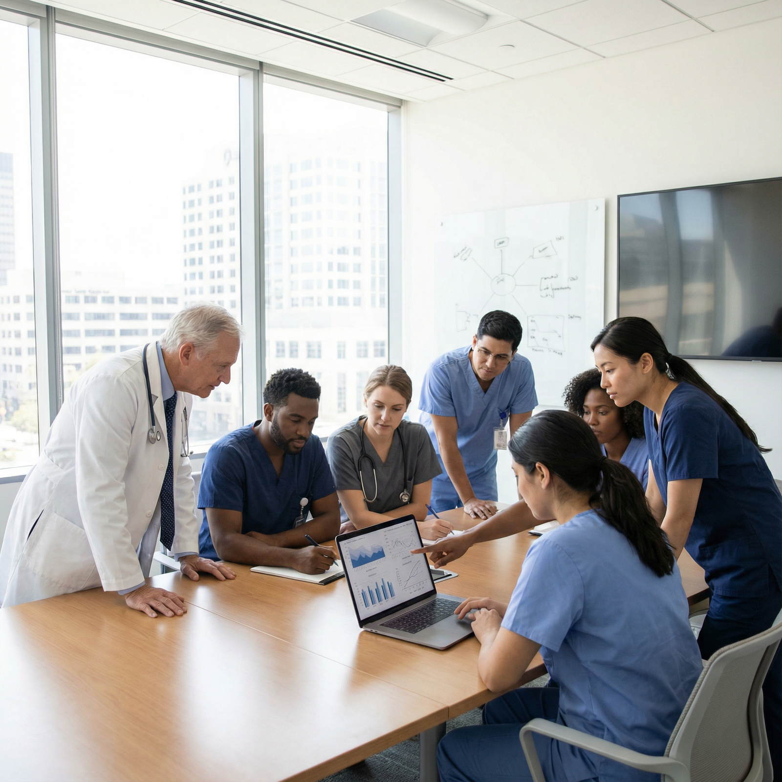 Medical residents in a diverse healthcare team discussion Medical residents in a diverse healthcare team discussion - Cultural Competence for Mastering Cultural Competence: A Guide fo