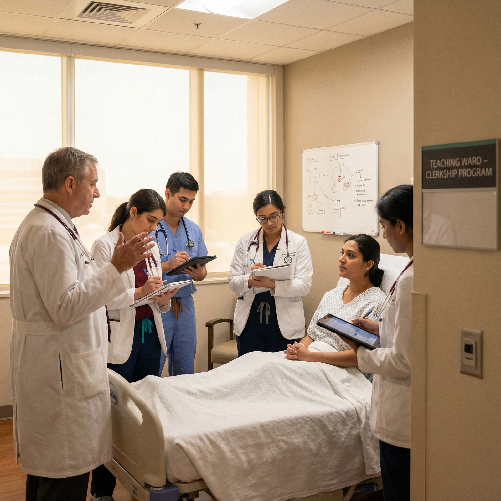 Attending physician teaching medical students during clerkship Attending physician teaching medical students during clerkship - Medical Education for How Clerkships Shape Your Residency Ap