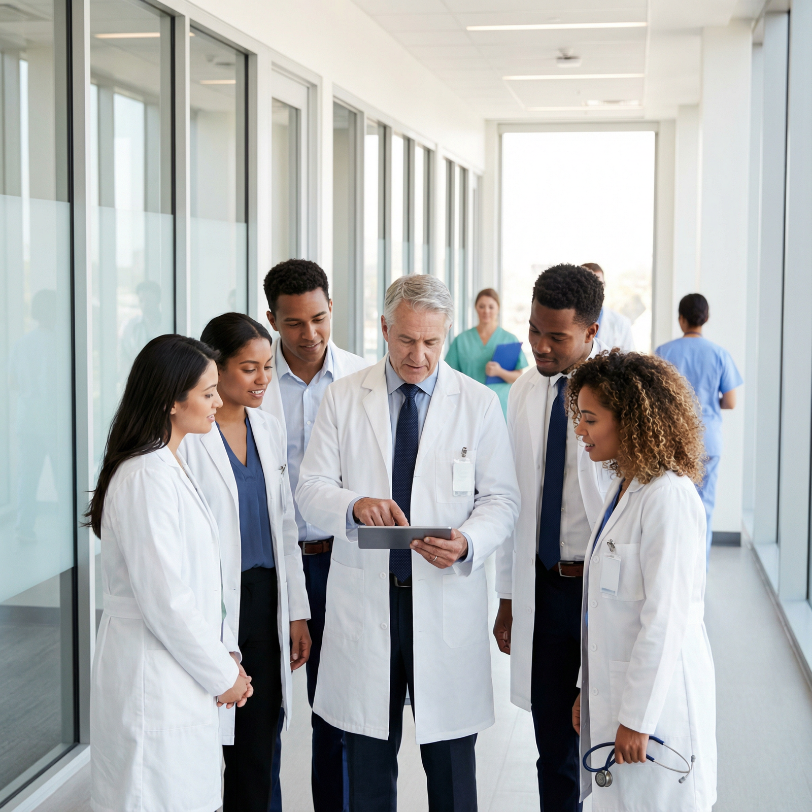 Medical students in clinical clerkship discussing patient care with attending physician - Clerkships for Unlocking the Secret