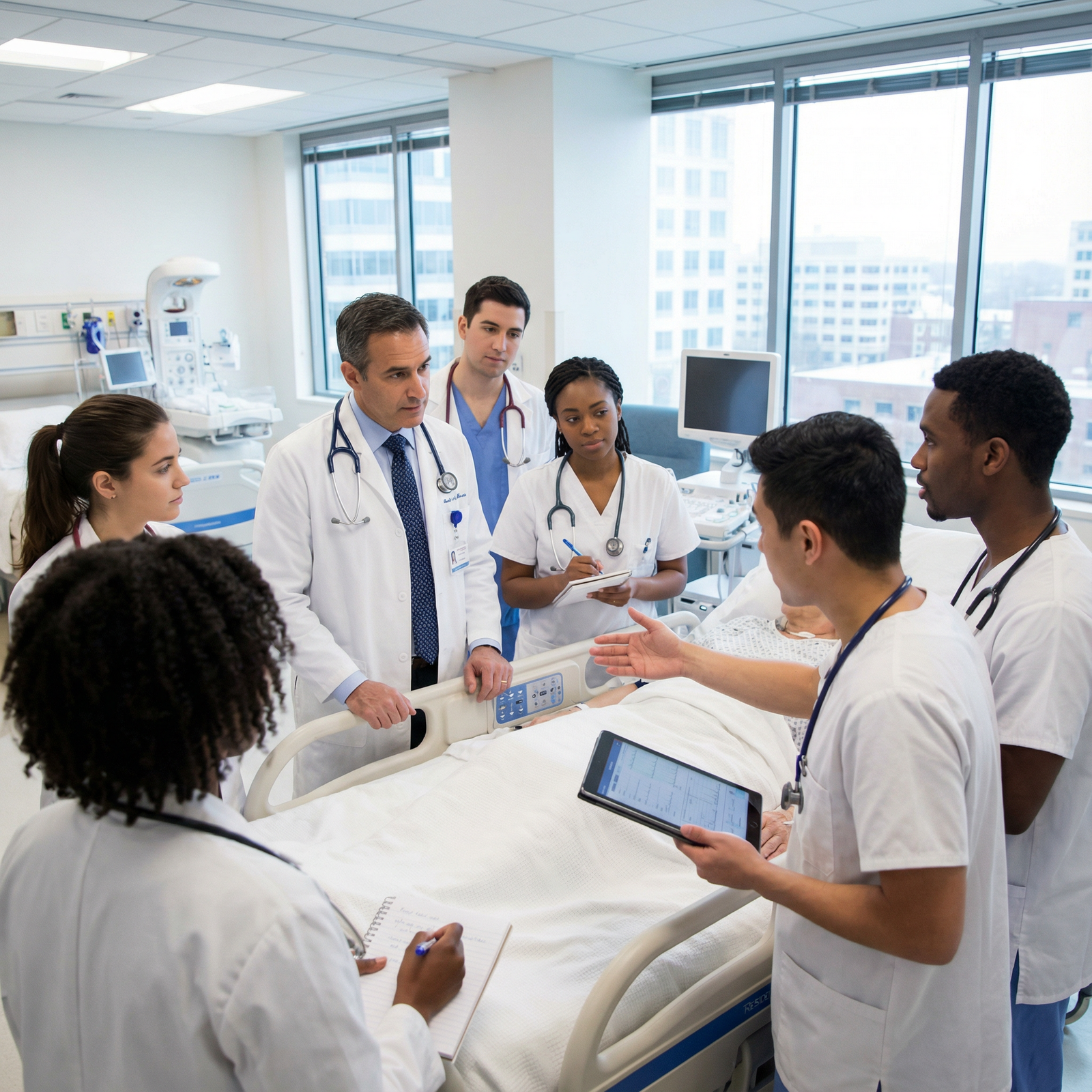 Medical team rounding with students in hospital ward Medical team rounding with students in hospital ward - Medical Education for Mastering Clerkships: A Strategic Path to Reside