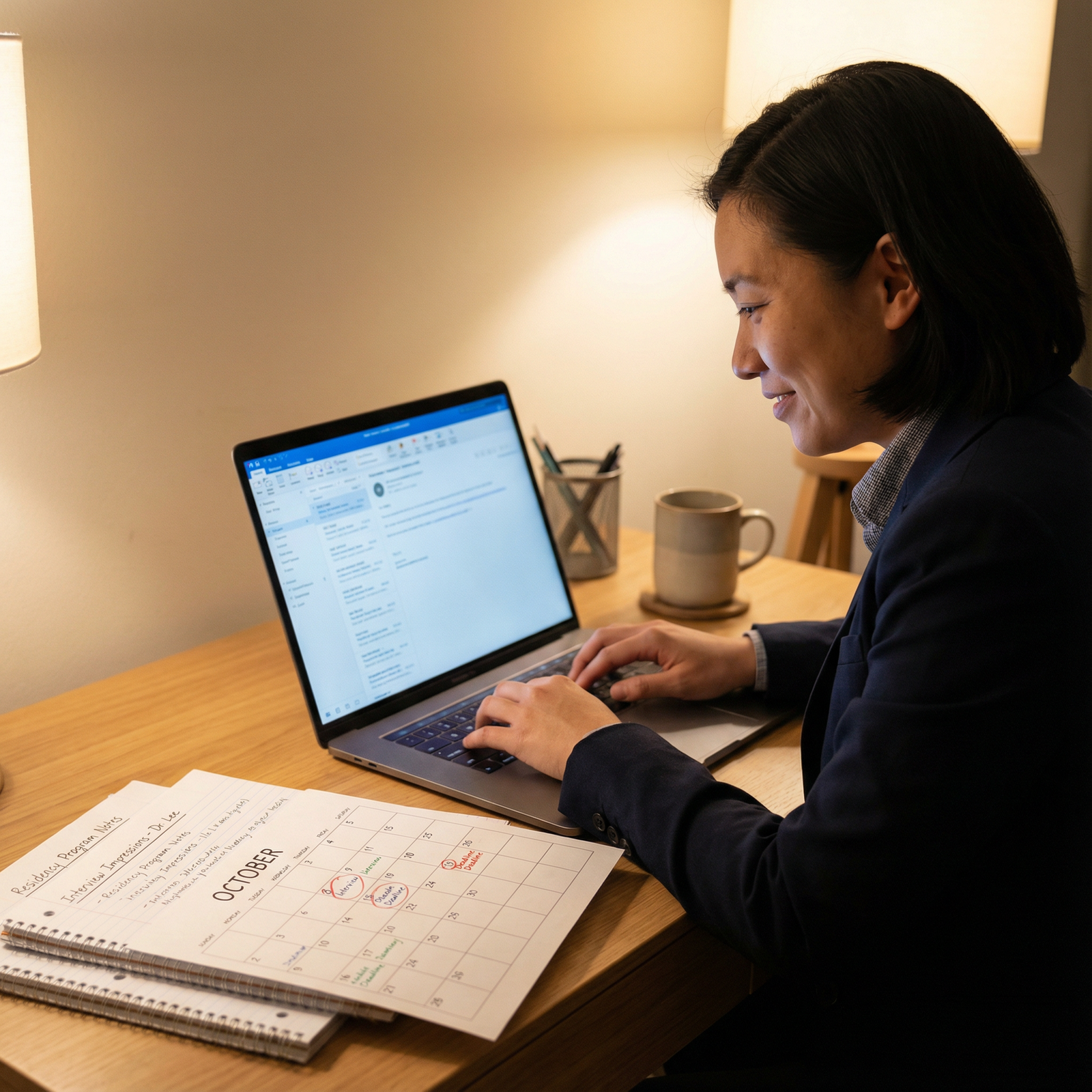 Medical student taking residency interview notes and sending thank-you emails Medical student taking residency interview notes and sending thank-you emails - Residency Application for Top Mistakes to Avo