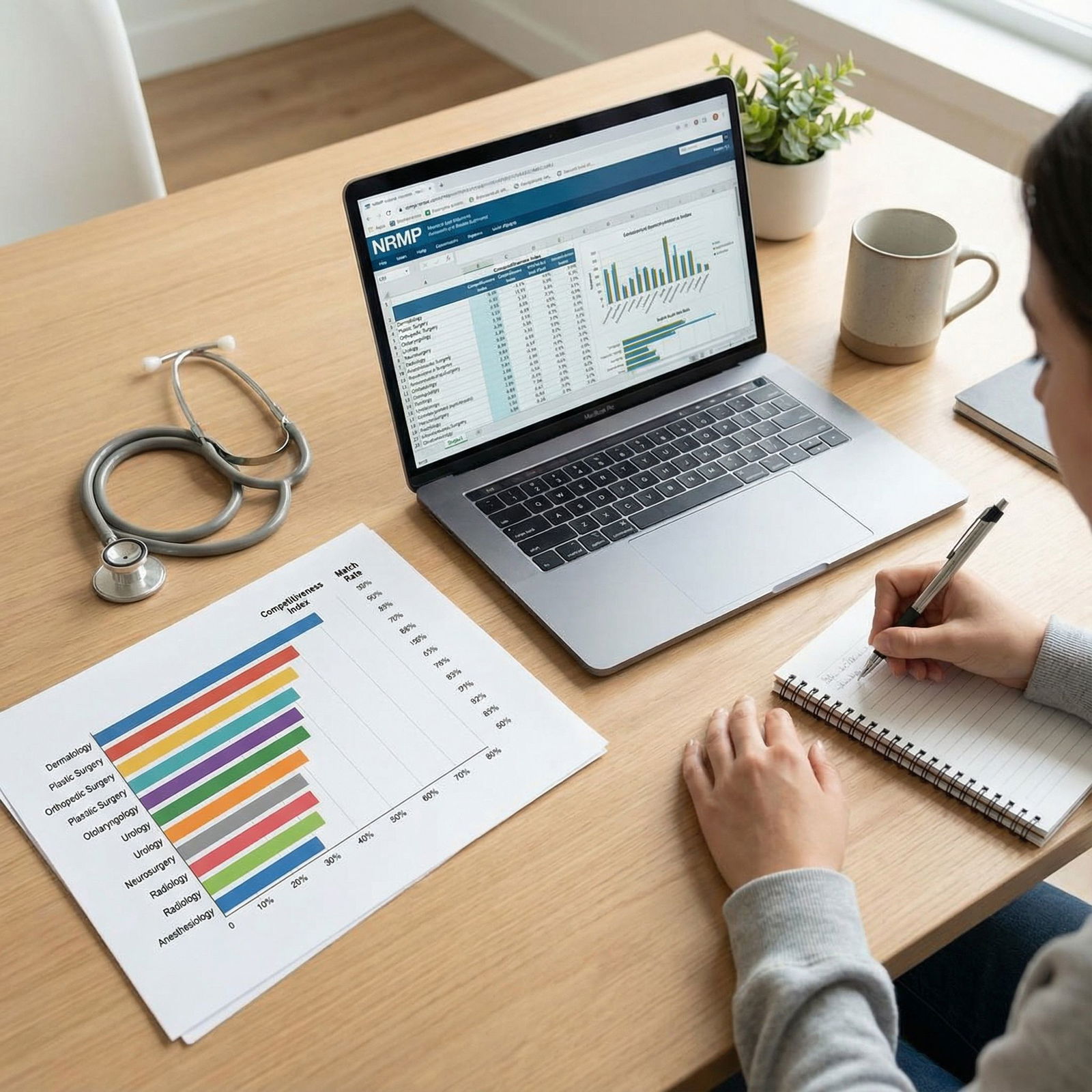 Chart of competitive medical specialties and match statistics - Medical Specialties for Navigating Competitive Medical Specia