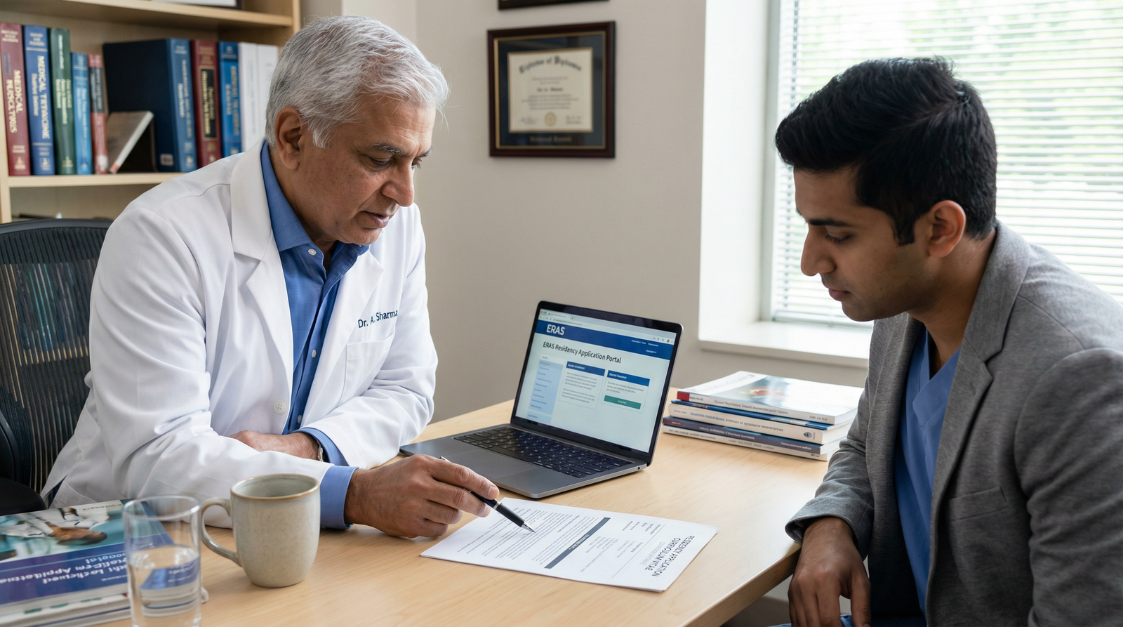 Resident physician and mentor reviewing residency application materials - medical specialties for Understanding Residency Mat