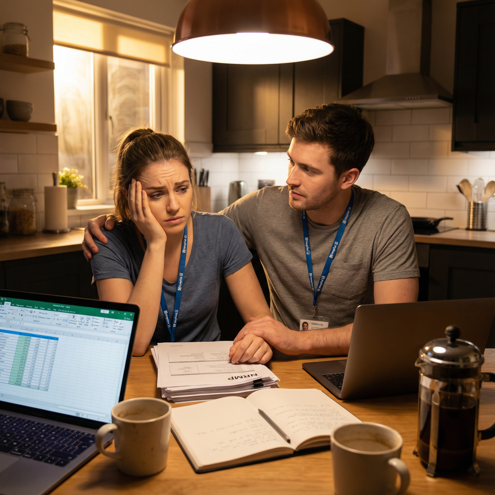 Couple supporting each other during a stressful residency planning session - Residency Match for Avoiding Common Mistakes in