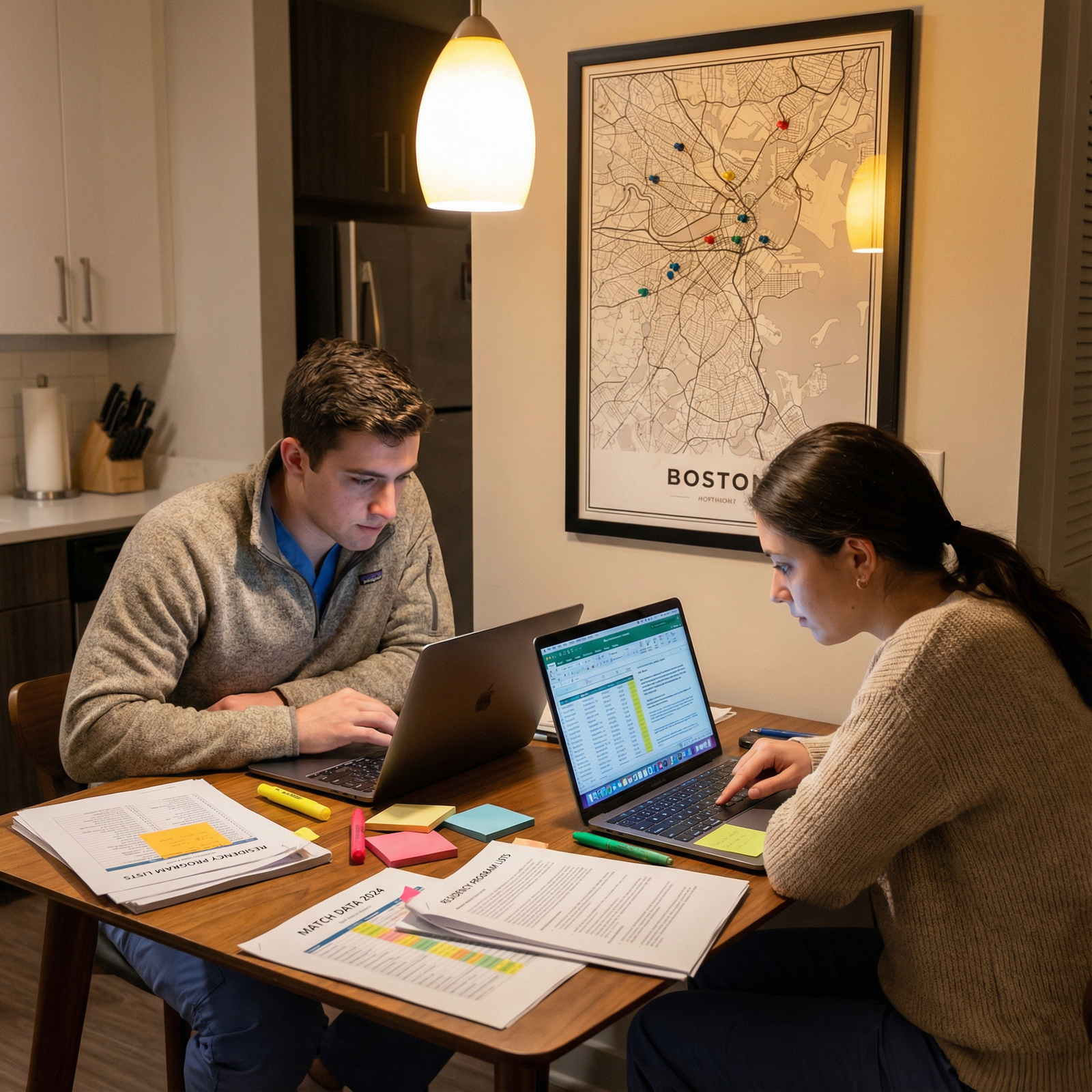 Couple reviewing residency program options and creating a ranked list Couple reviewing residency program options and creating a ranked list - Couples Match for Mastering the Couples Match: Essent