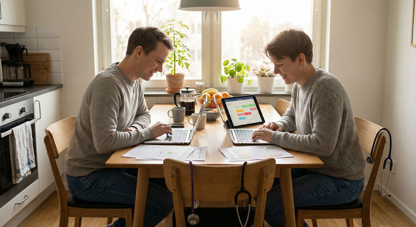 Medical couple coordinating schedules and planning time together - residency for Navigating Residency Together: Essential Rel