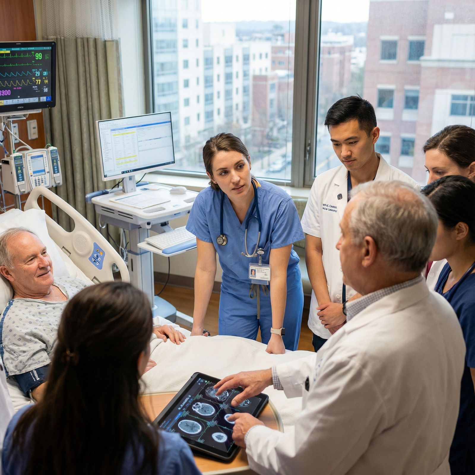 Resident receiving bedside teaching and mentorship from attending - Academic Programs for Unlocking Academic Residency: Hidde