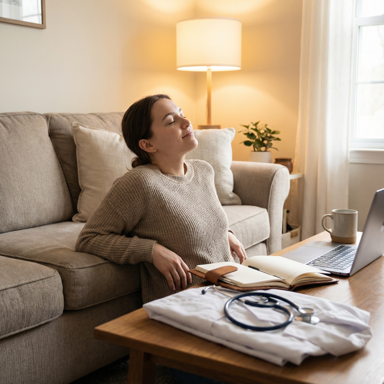Medical trainee practicing mindfulness and journaling before residency Medical trainee practicing mindfulness and journaling before residency - Mental Health for Maximizing Your Gap Year: Essentia