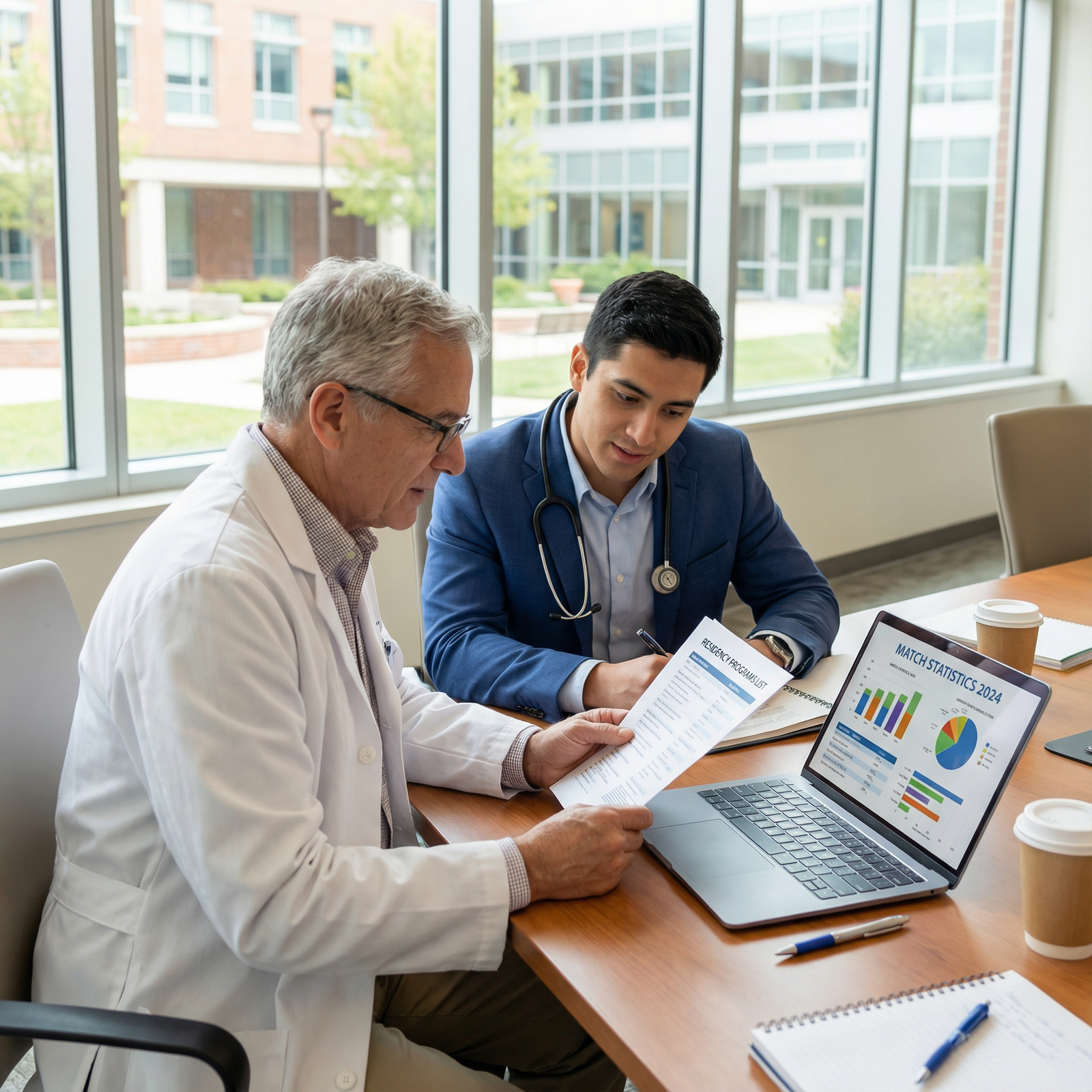 Mentor and medical student reviewing residency program list - Residency Applications for Mastering Your Residency Application