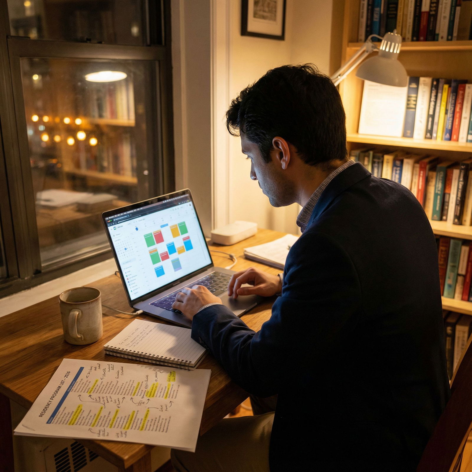 Medical student reviewing residency interview schedule and program list - Residency Applications for Mastering Residency Appl