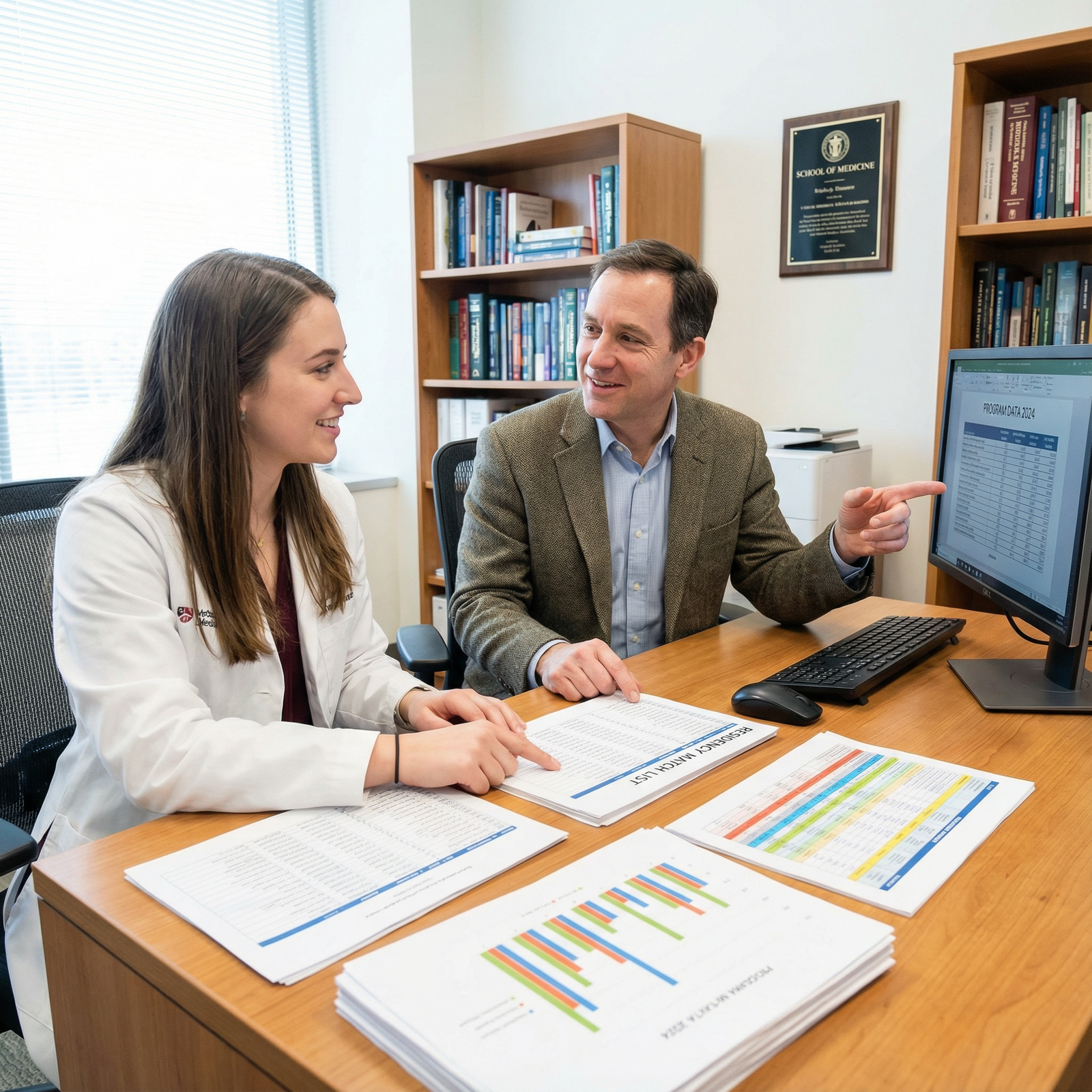 Advisor and medical student reviewing residency program list - Residency Applications for Maximize Your Match: How Many Resid