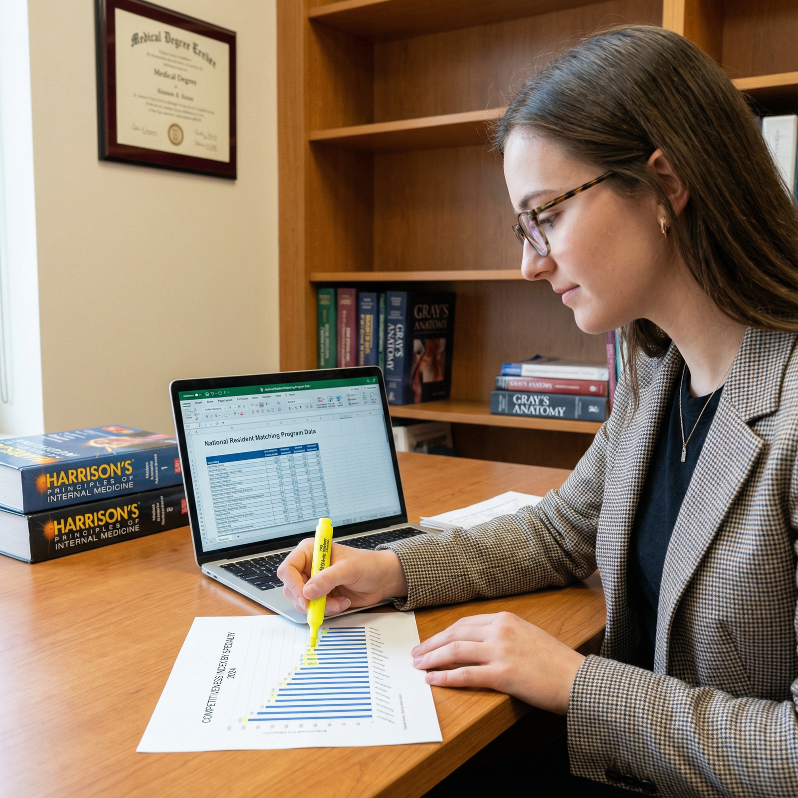 Residency applicant reviewing specialty competitiveness data - Residency Applications for Mastering Residency Applications: F