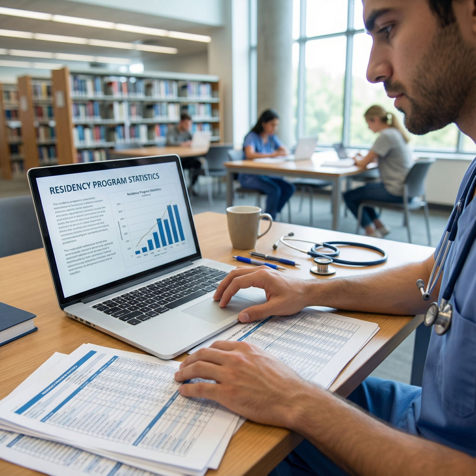 Medical student reviewing residency program data - Residency Applications for Navigating Residency Applications: Finding Your