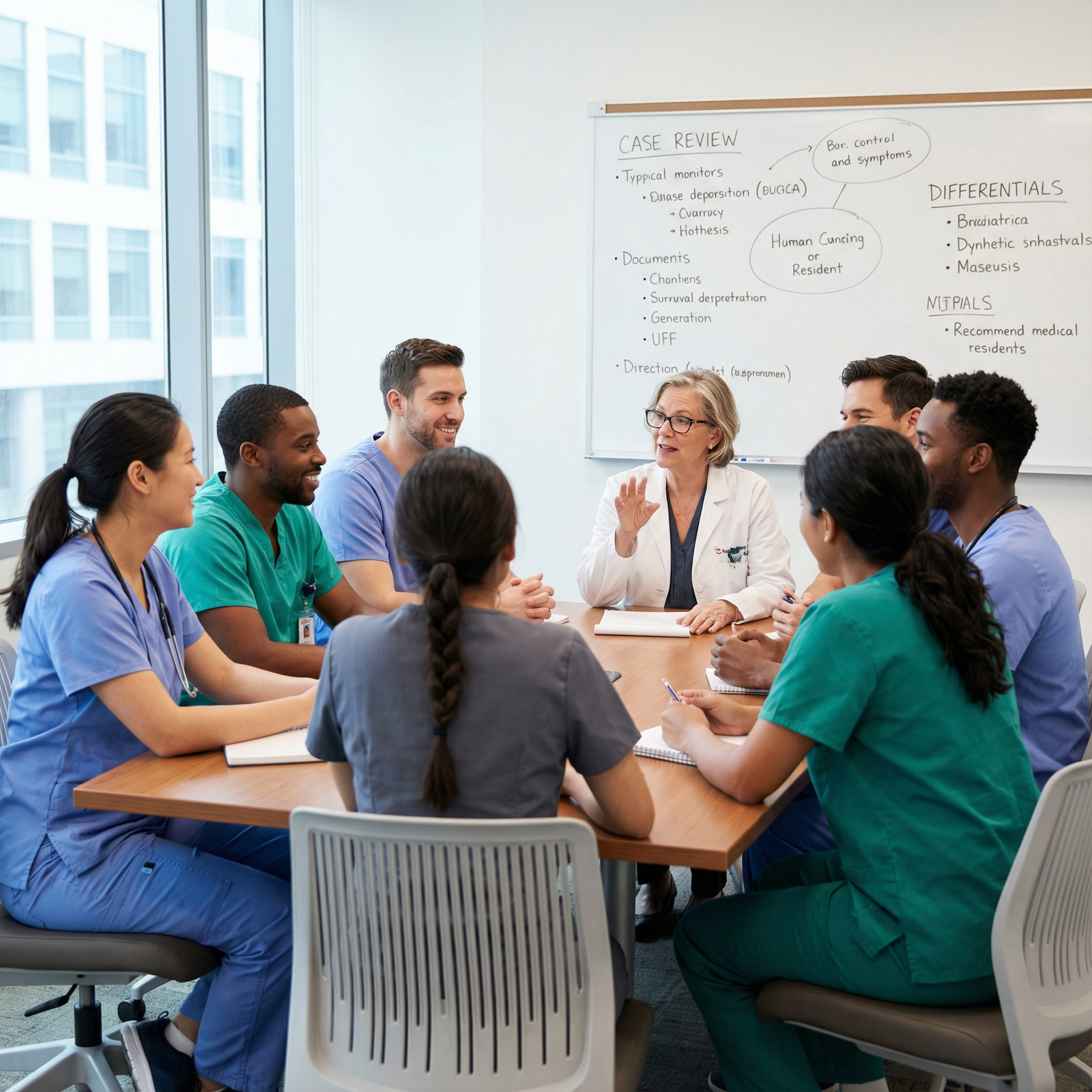 Residents debriefing with an attending physician - Residency Experience for Understanding Program Culture: Transforming Your