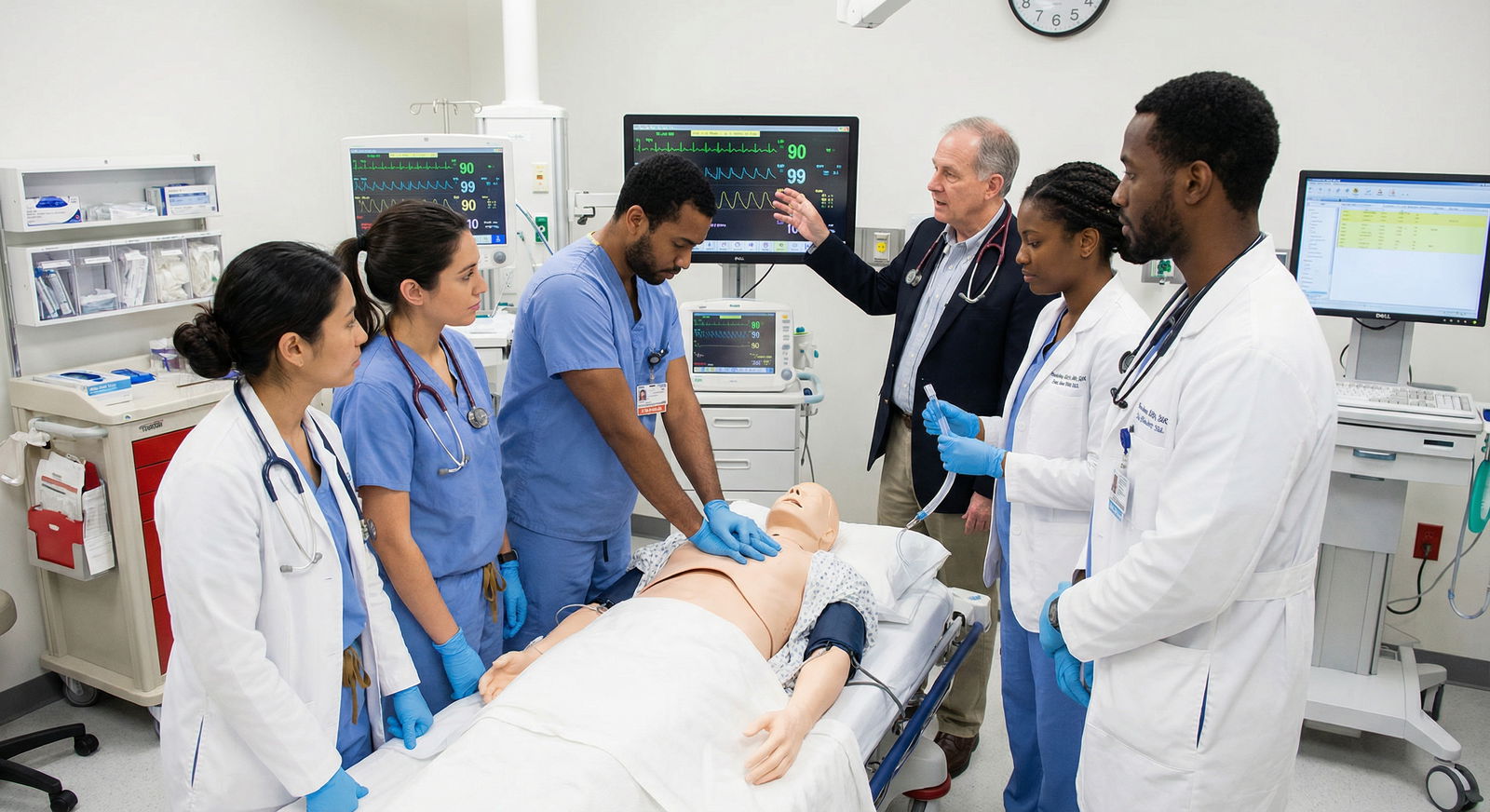 Residents participating in a medical simulation training session - Residency Programs for Essential Traits of Top Residency P