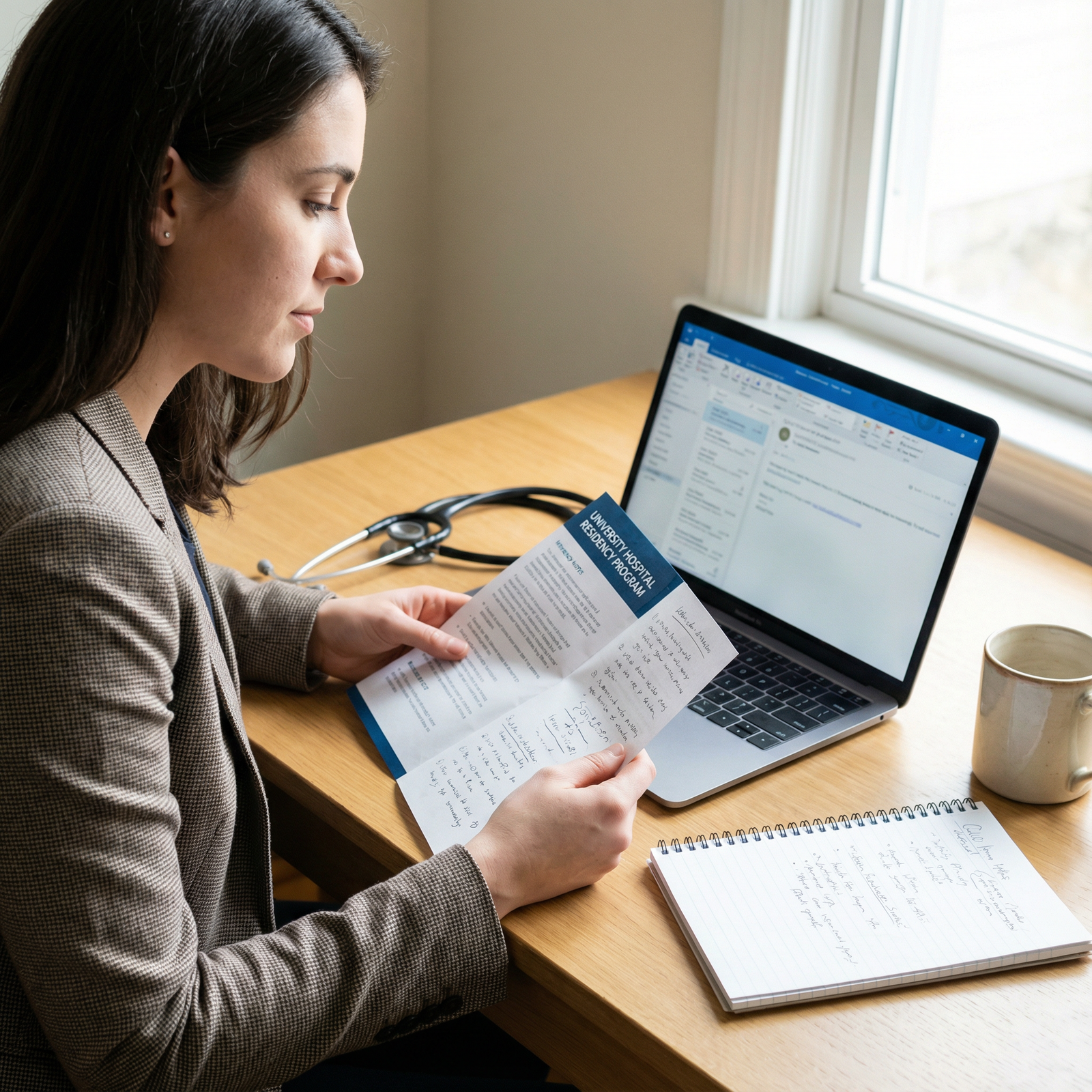 Residency applicant referencing notes after an interview - Residency Applications for Boost Your Residency Chances: Mastering