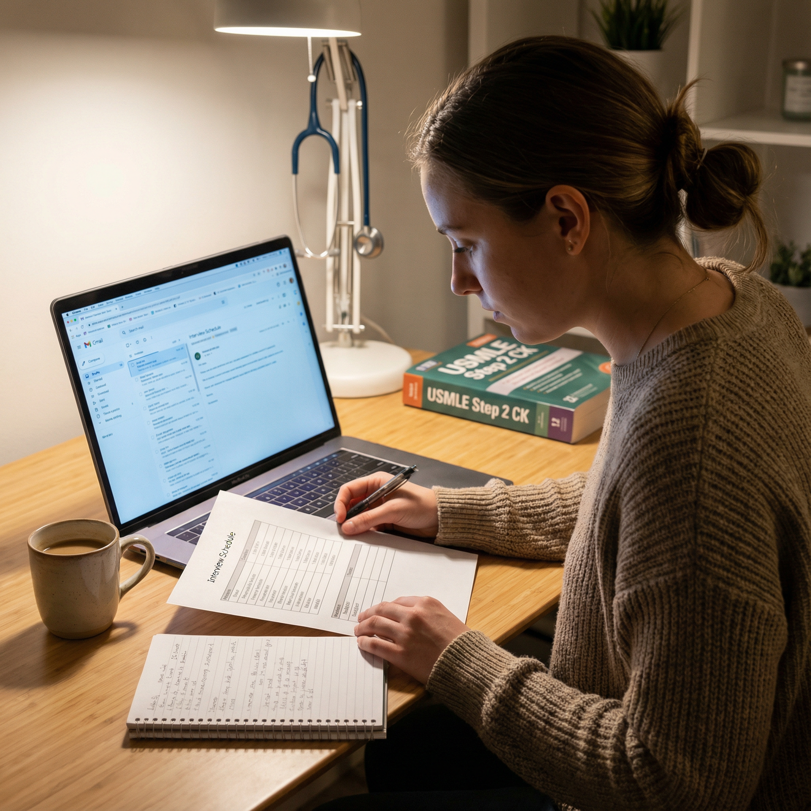 Residency applicant reviewing interview notes to personalize thank-you letters - Residency Interviews for Essential Tips for