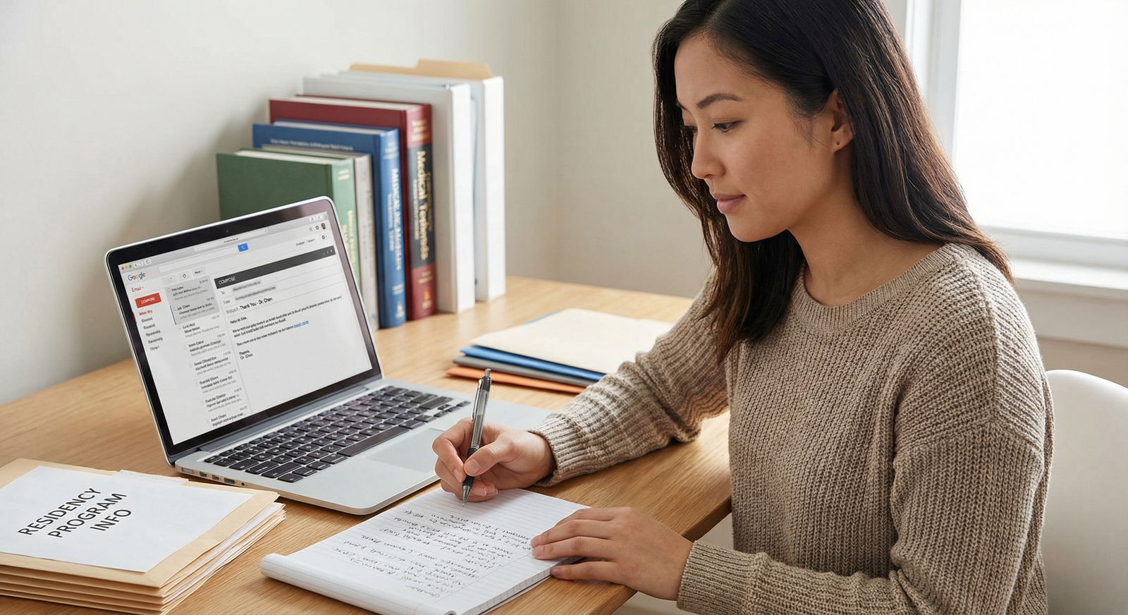 Residency applicant organizing interview notes to write personalized thank-you messages Residency applicant organizing interview notes to write personalized thank-you messages - Thank-You Notes for Mastering Thank