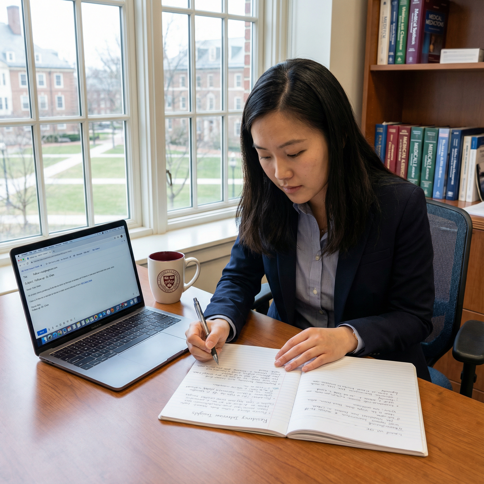 Medical student reflecting on residency interview to write personalized thank-you email - Residency Interview for Crafting th