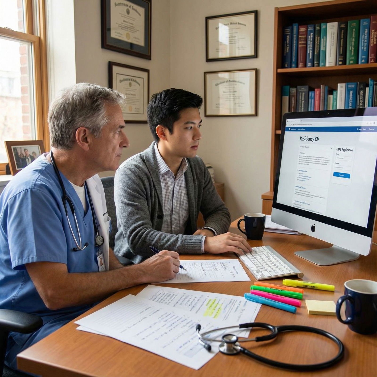 Medical student preparing residency application with mentor - Networking for Elevate Your Residency CV: Master Networking for
