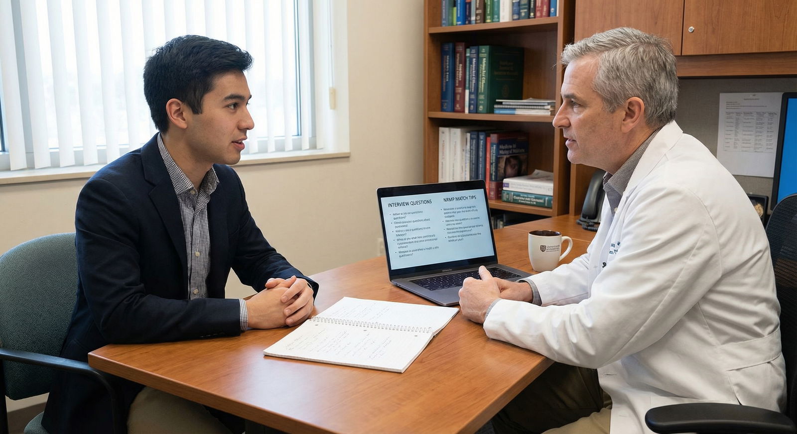 Medical student practicing residency interview with faculty advisor - NRMP Match for Mastering the NRMP Match: Essential Tips