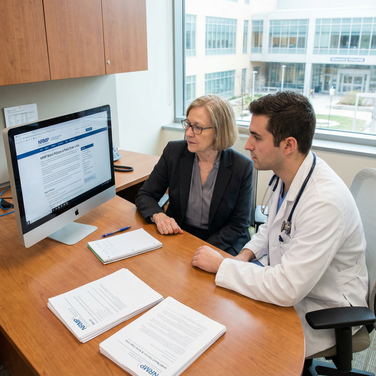 Medical graduate discussing NRMP Match strategy with advisor - NRMP for Mastering NRMP Match Policies: Essential Guide for Me