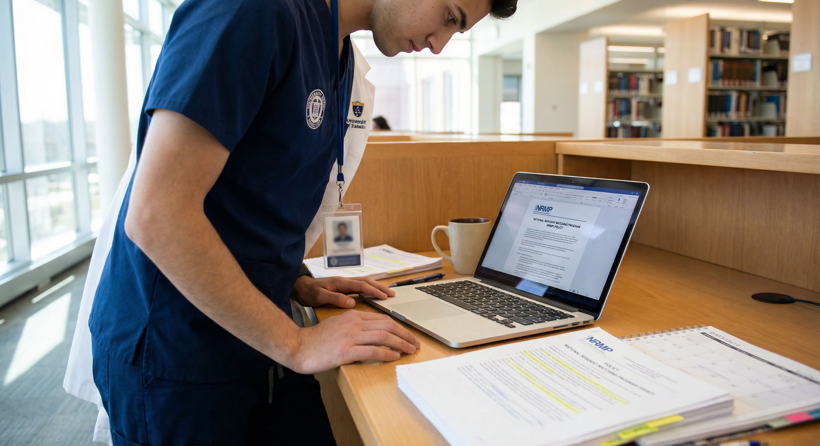 Medical student reviewing NRMP Match policies on a laptop - NRMP Match for Navigating the NRMP Match: Essential Strategies fo