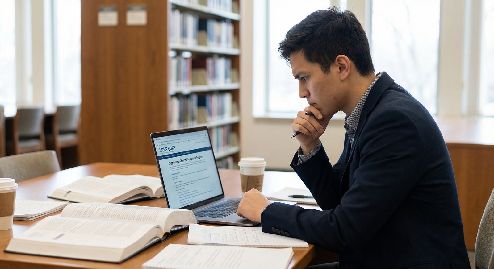 Unmatched medical graduate reviewing SOAP options and future residency strategy - NRMP Match for Mastering the NRMP Match: Ke