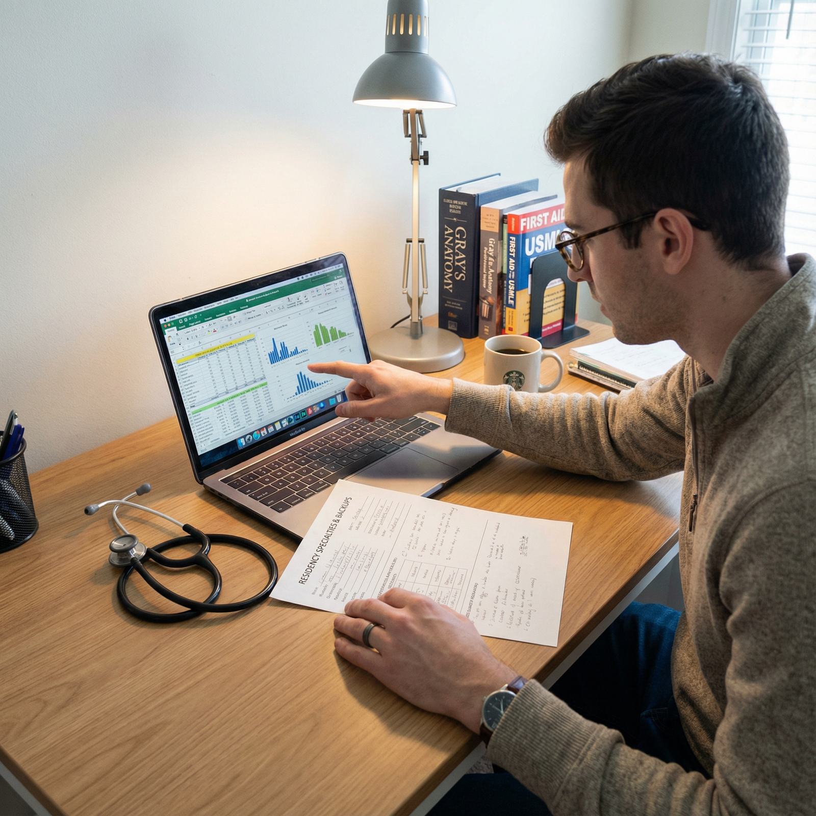 Medical student reviewing residency backup options list - Medical Specialties for Strategic Backup Specialty Choices: Maximiz