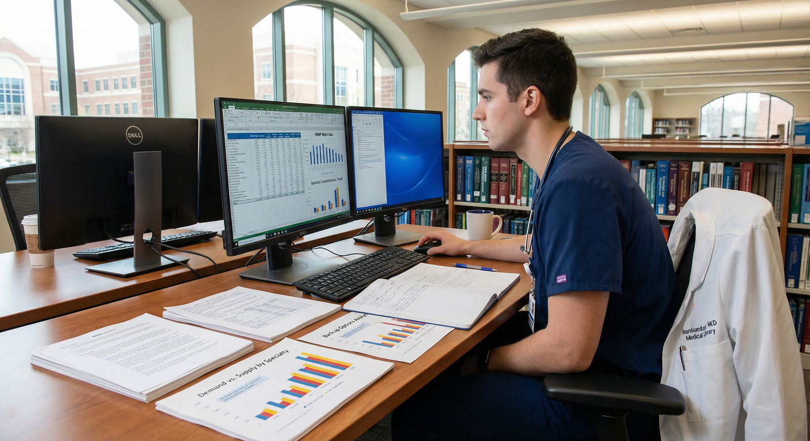 Resident reviewing NRMP match data and specialty competitiveness - Residency Specialties for Strategic Tips for Choosing Back