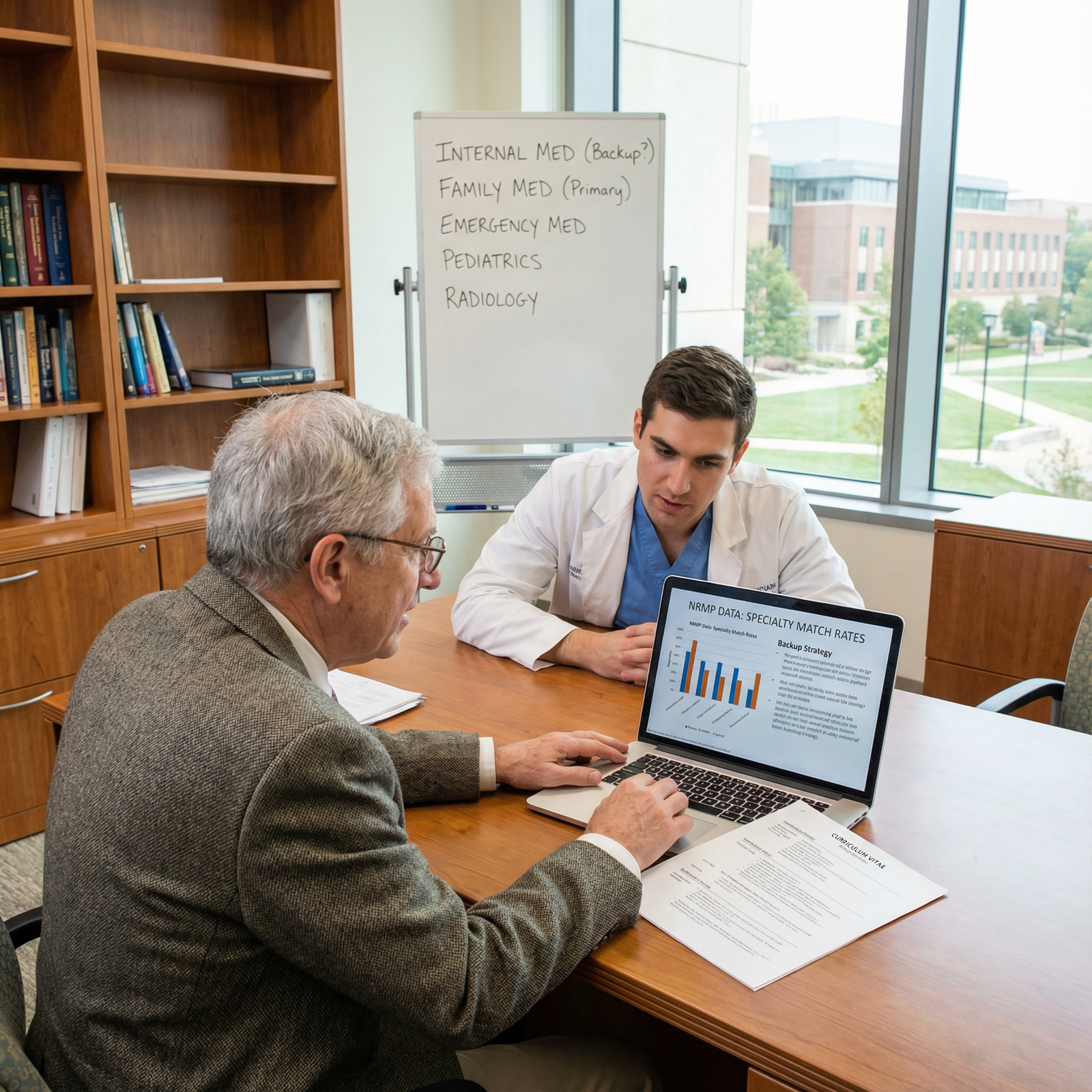 Mentor advising medical student on specialty selection and backup plans - Medical Specialties for Mastering Residency Matchin