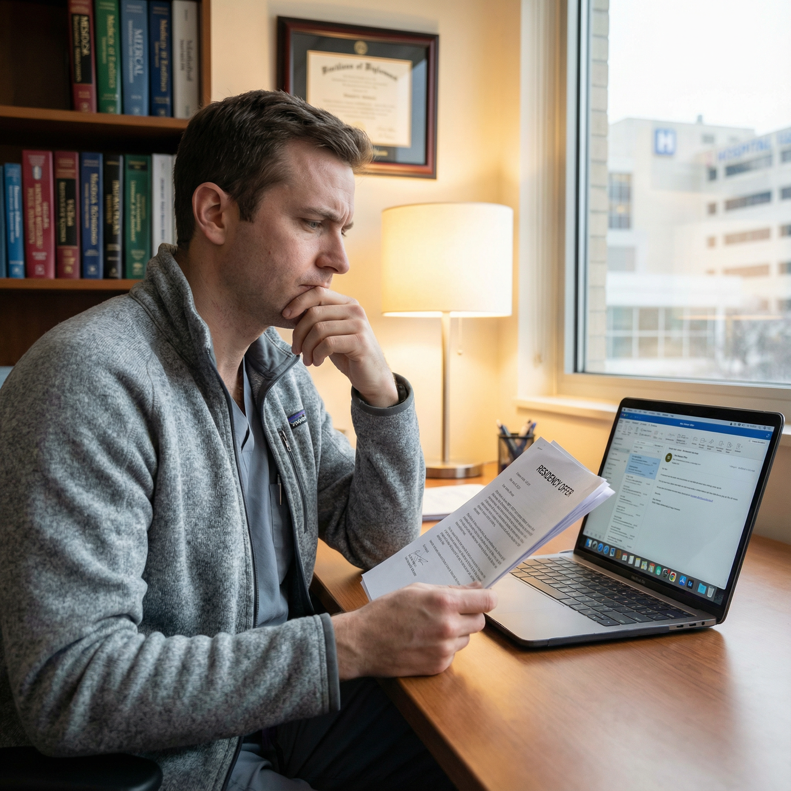 Medical student reviewing pre-match residency offer documents Medical student reviewing pre-match residency offer documents - Residency Offers for Identifying Red Flags in Pre-Match Resid
