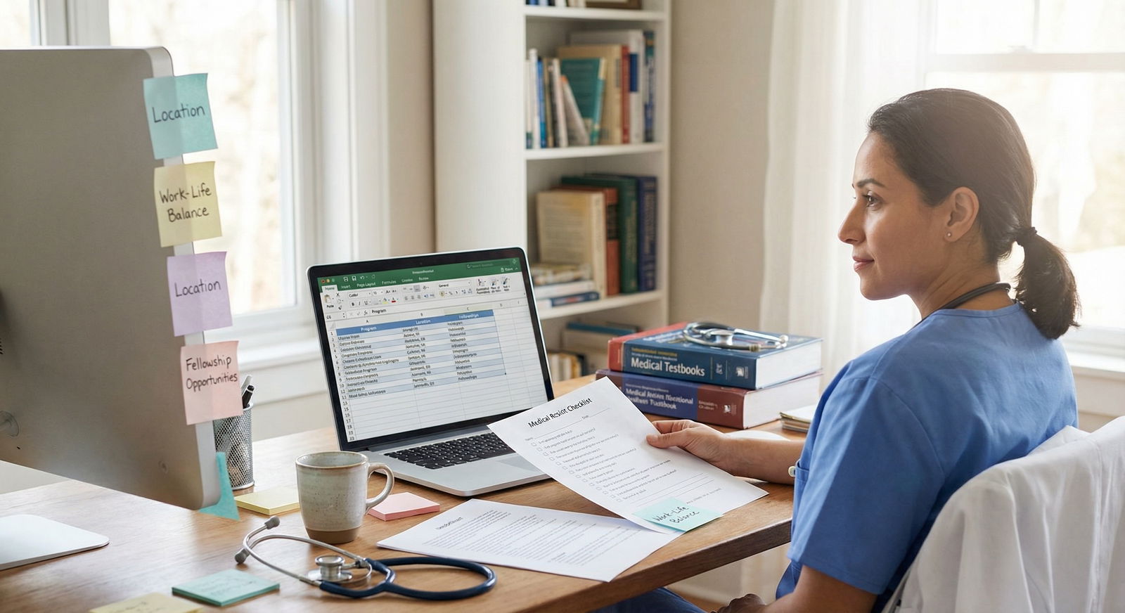 Medical resident comparing residency program priorities on a checklist Medical resident comparing residency program priorities on a checklist - Medical Residency for Mastering Pre-Match Offers: A