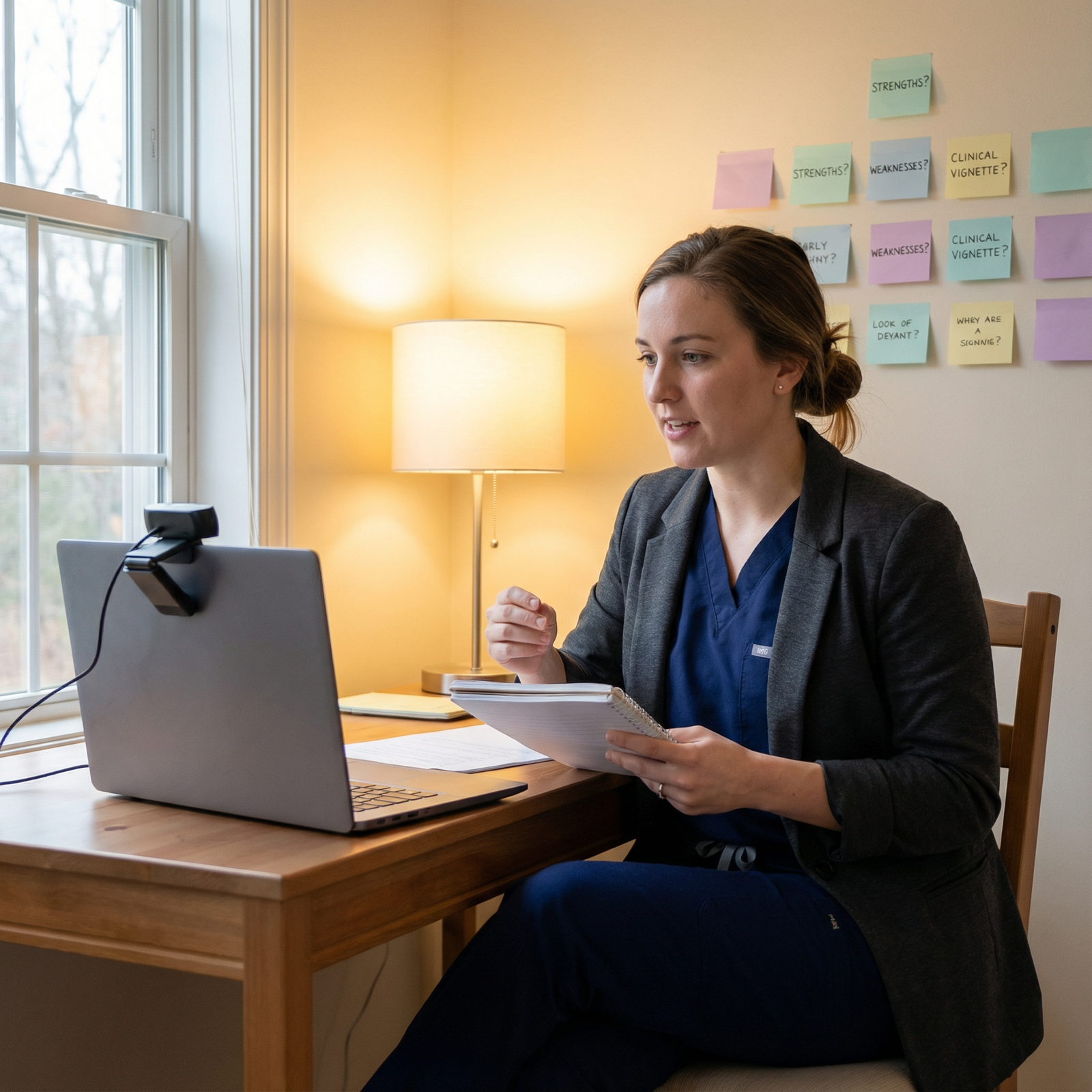 Residency interview preparation with notes and laptop - Residency Interviews for Mastering Residency Interviews: Effective St