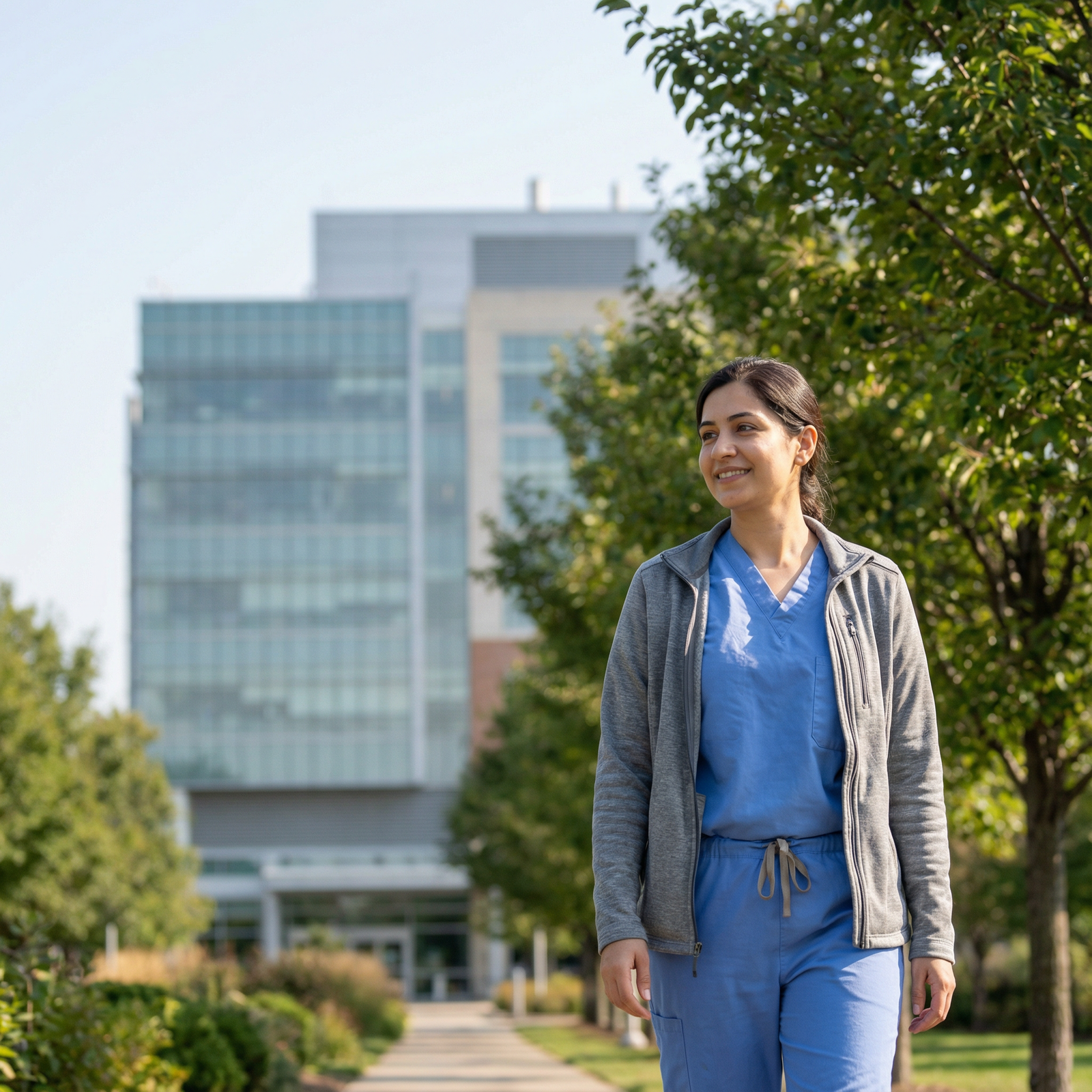 IMG resident taking a mindful break outside the hospital IMG resident taking a mindful break outside the hospital - IMG Residents for Mastering Stress Management: Essential Self-Care