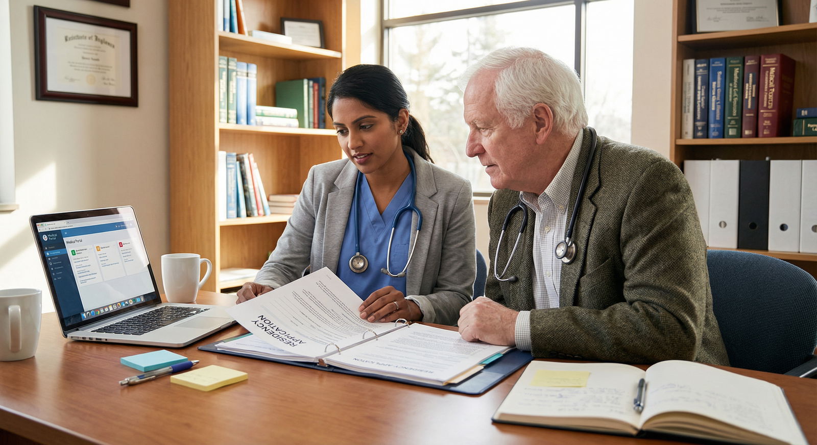IMG and mentor reviewing residency application materials - Mentorship for Unlocking Residency Success: The Essential Role of