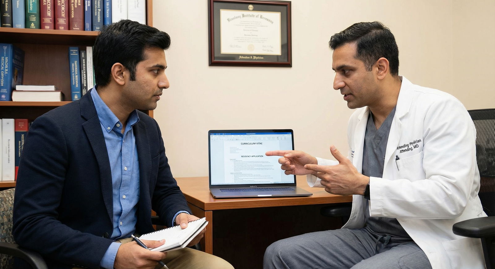 IMG discussing residency goals with physician mentor IMG discussing residency goals with physician mentor - International Medical Graduates for Mastering Networking Strategies fo