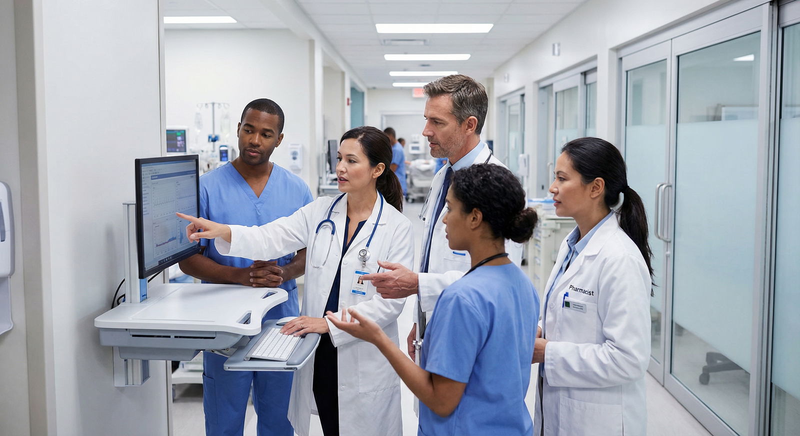 Diverse healthcare team collaborating on patient care Diverse healthcare team collaborating on patient care - International Medical Graduates for Mastering U.S. Residency: Cultura