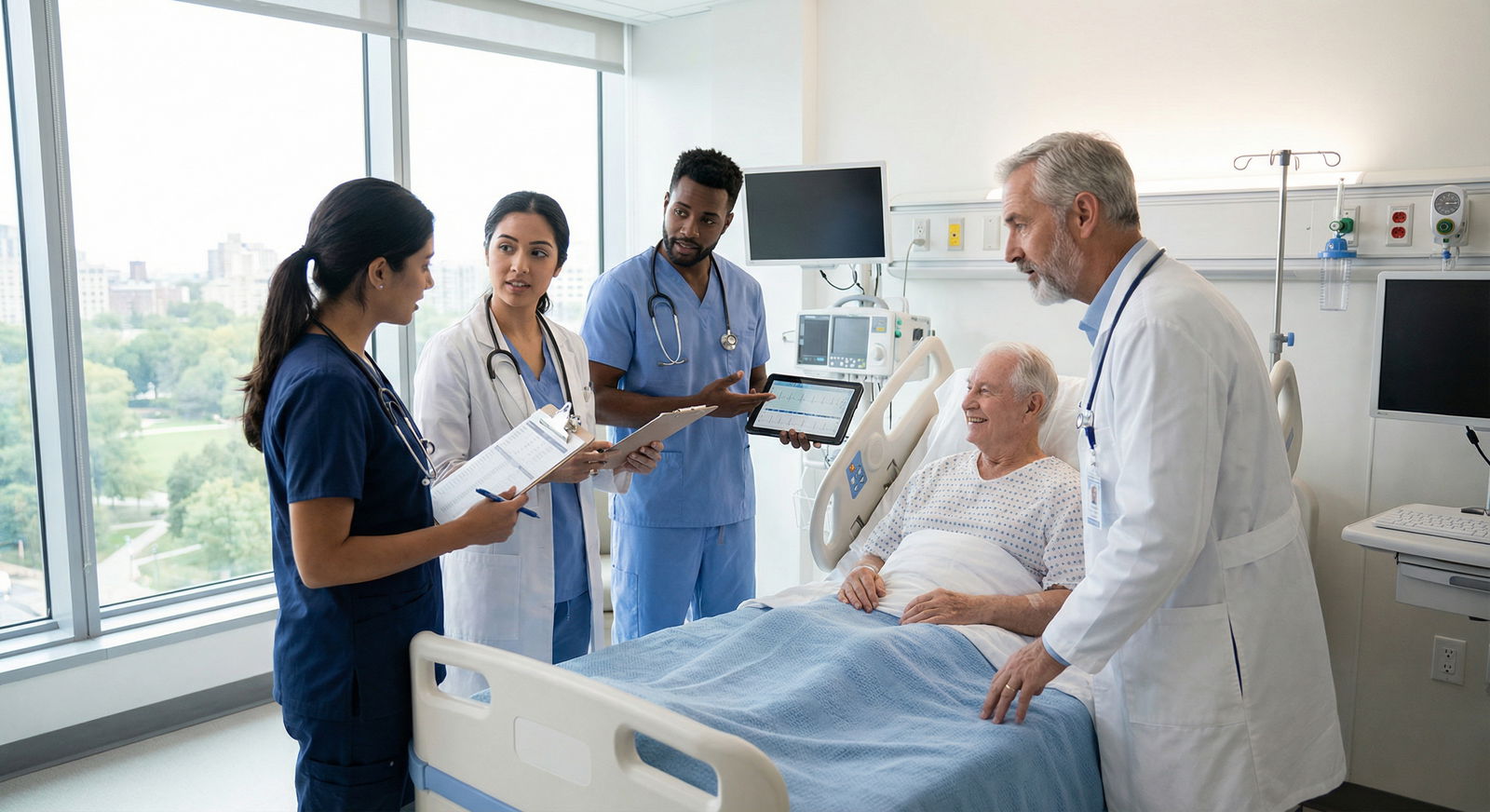 IMG residents collaborating during hospital rounds IMG residents collaborating during hospital rounds - IMG Residency for Mastering IMG Residency: Essential Tips for a Successf