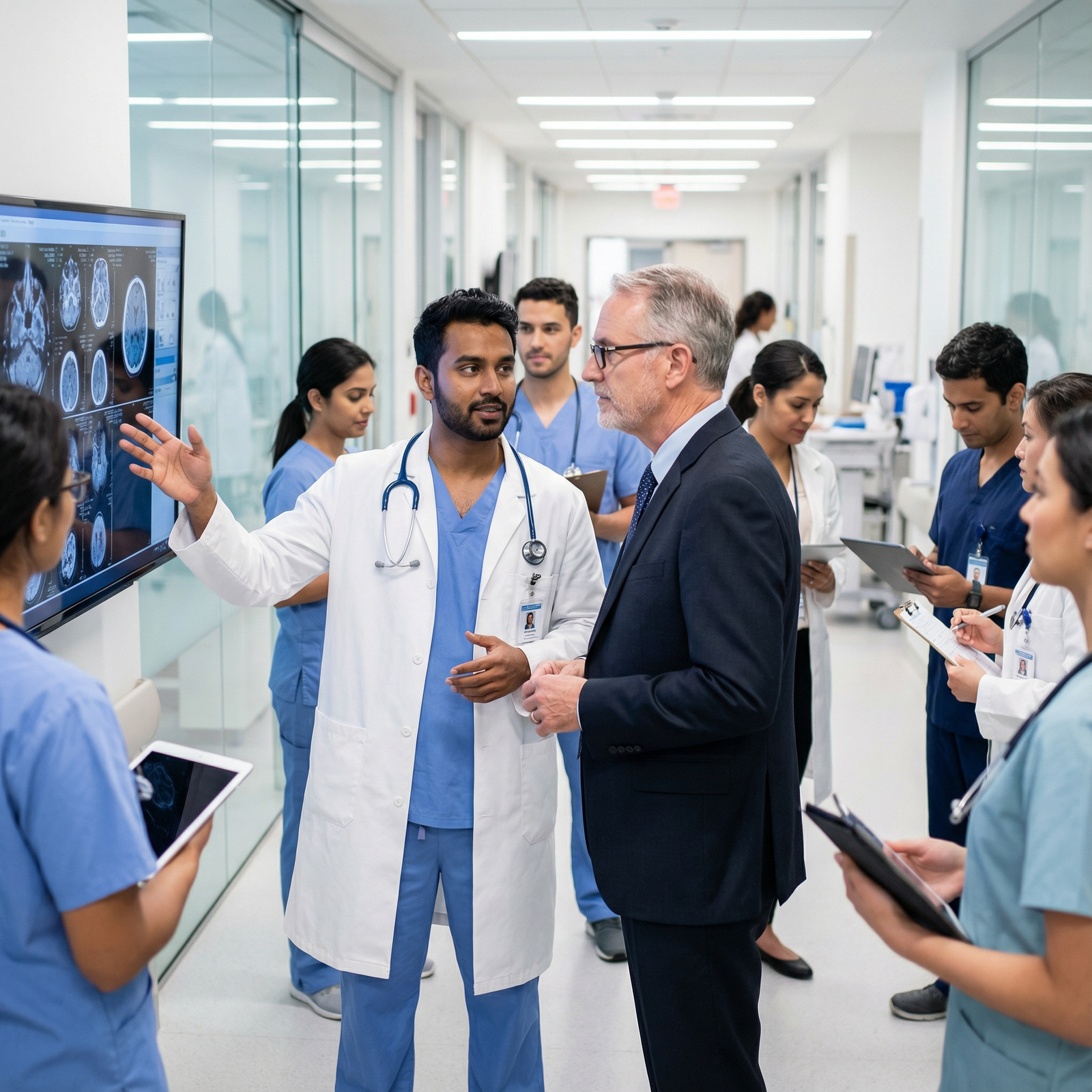 International medical graduate interacting with mentor during hospital rounds - International Medical Graduates for Why Inter