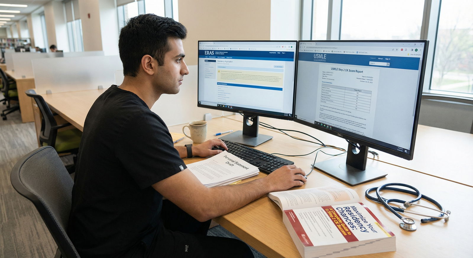 Medical student reviewing Step 2 CK score and updating residency application Medical student reviewing Step 2 CK score and updating residency application - Step 2 CK for Maximize Your Residency Chances: